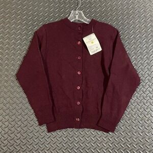 Dennis Uniform Burgundy Maroon Button Front Cardigan Sweater USA Youth Medium YM